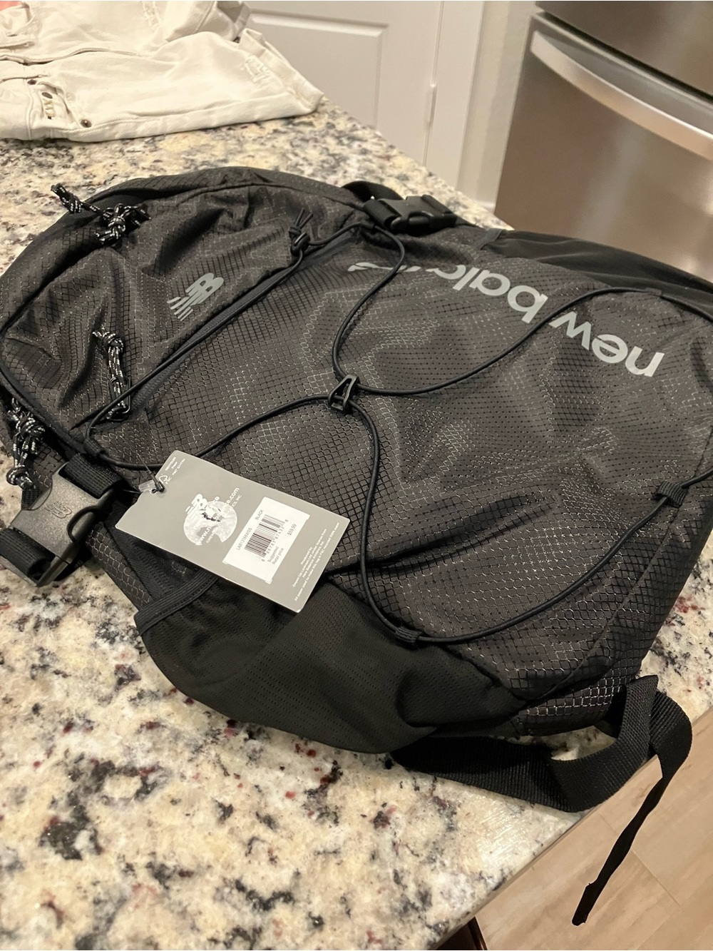 New Balance Black Men's Everyday Backpack with Bungee Cord